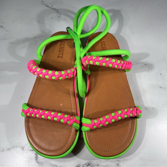 schutz neon sandals